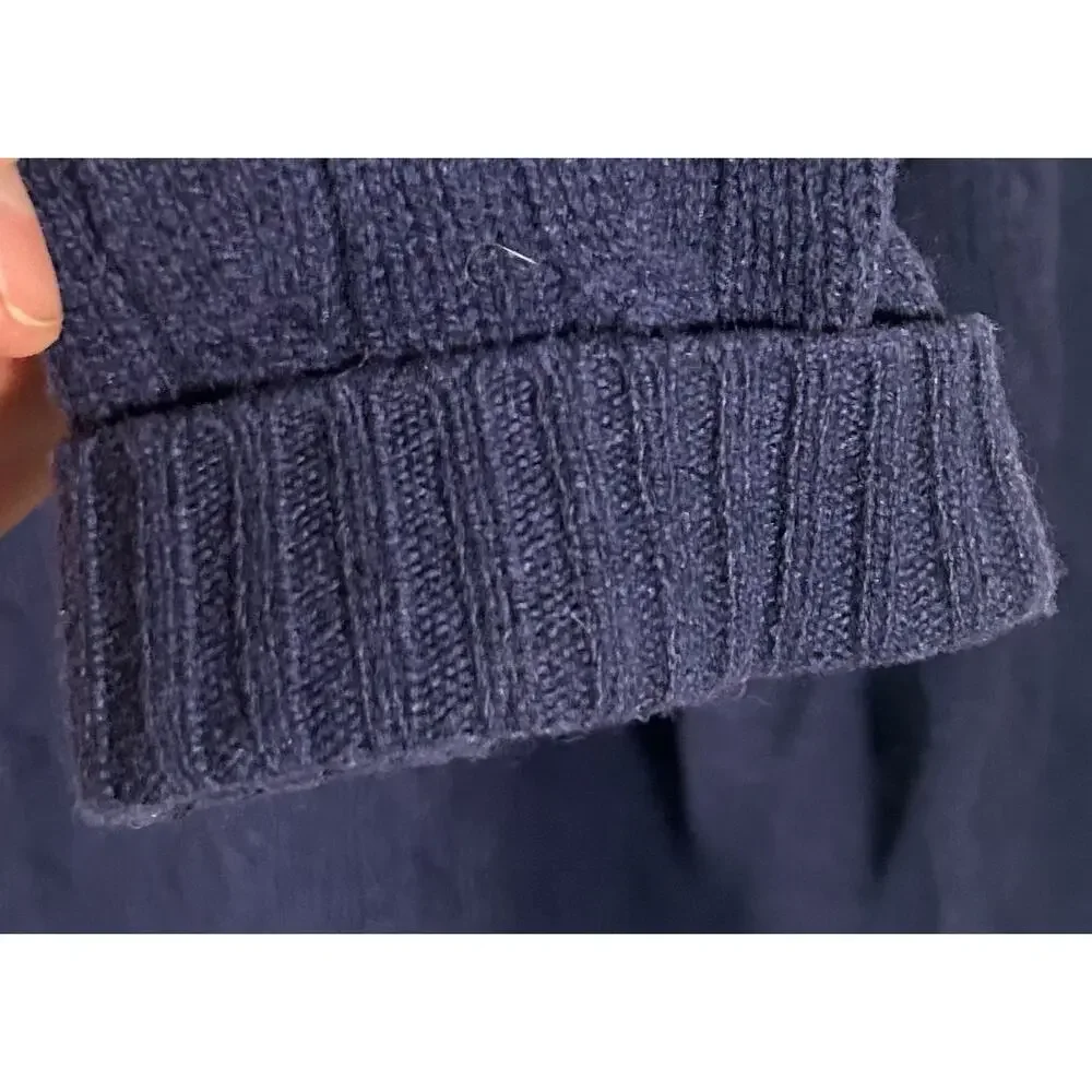 Polo Ralph Lauren Mens Navy Blue Merino Wool Cashmere Cable Knit Sweater XL